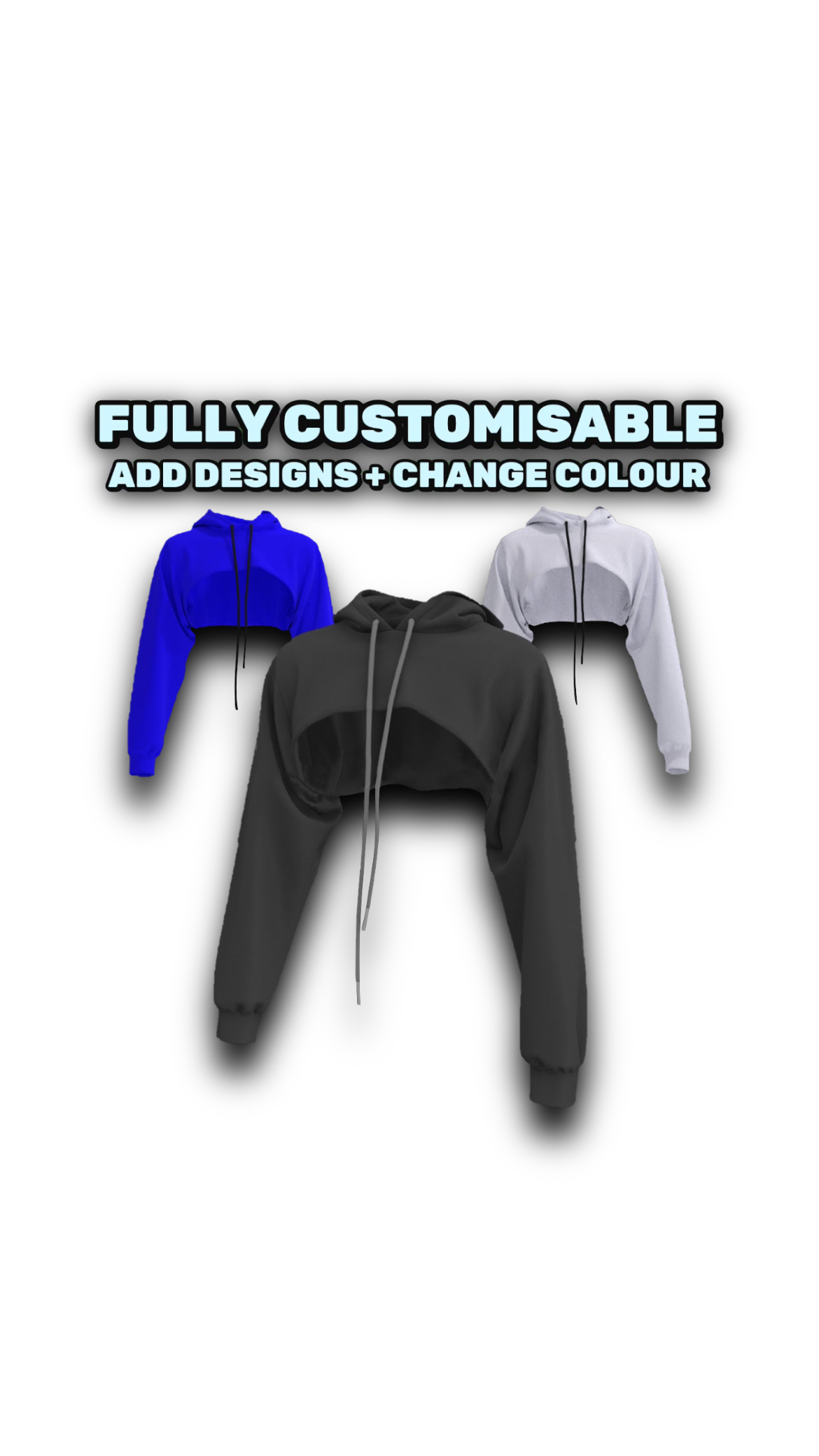 3D Cropped Hoodie 2 Mock-up Read description❗️